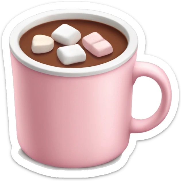 Light Pink mug of hot chocolate with marshmallows  sticker