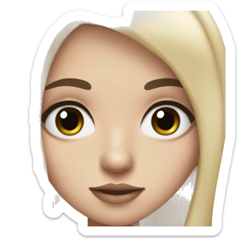 white girl with straight black hair big eyes lips and eyelashes sticker