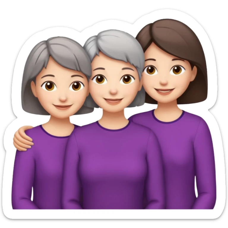 A mum with short Gray hair and her two adult daughters with brown hair sticker