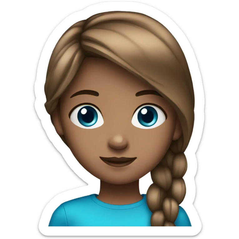 Young girl Brown and straight hair with blue eyes sticker
