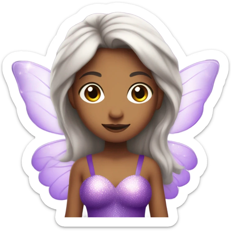 mixed girl with straight hair as a purple fairy sticker