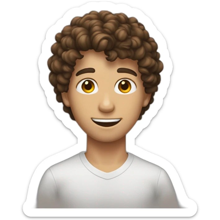 un jeune homme au cheveux bruns et bouclé qui tombe sticker