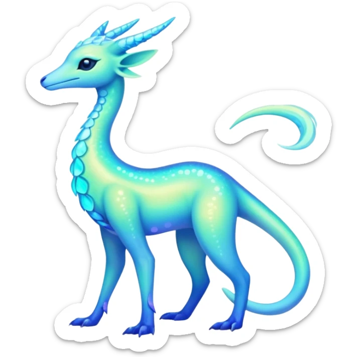 Shiny Exotic Colorful Neon-colored Ethereal Sparkly Amaura-Aurorus-Fakémon-hybrid-creature (full body)  sticker