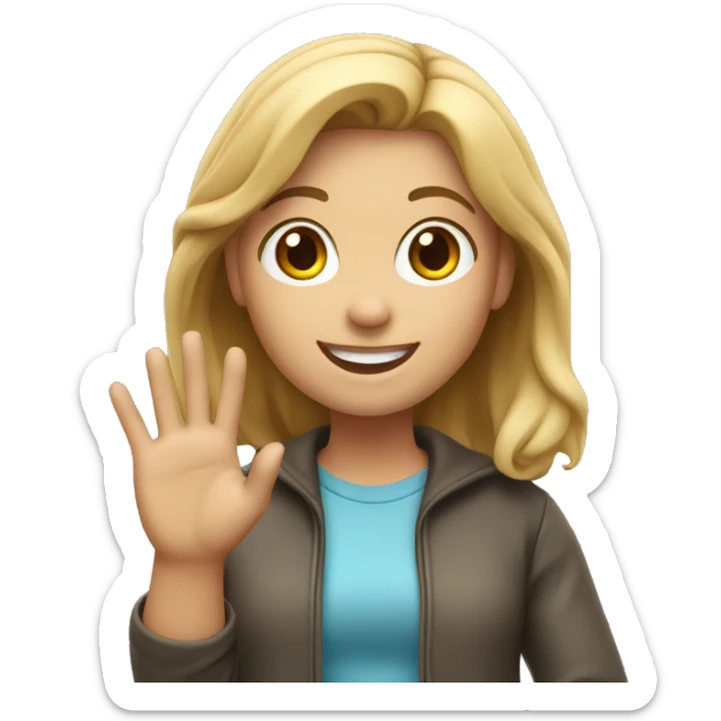 a memoji of smiling casual student girl waving at you sticker