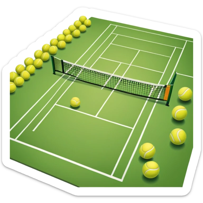 Hotel tennis court with tennis balls sticker