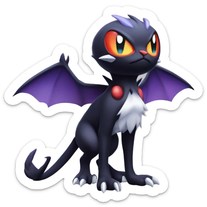 Edgy Cool Kawaii Litten-Noivern-Noibat-Absol-Pokémon Full Body sticker