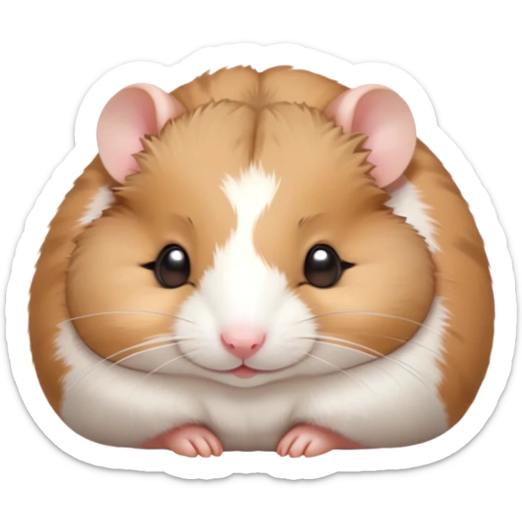 Meme-Worthy Cute Sleeping Brown and White Banded Hamster Portrait Emoji, Head resting peacefully with a contented smile, showcasing a delightfully compact build and a luxuriously soft banded fur of brown and white, eyes shut in a serene nap, Simplified yet hilariously adorable features, highly detailed, glowing with a soft, drowsy light, high shine, relaxed and utterly lovable, stylized with an air of playful laziness, bright and heartwarming, soft glowing outline, capturing the essence of a comically sleepy hamster, so meme-worthy it feels like it could instantly become the next viral sensation of adorable slumber! sticker
