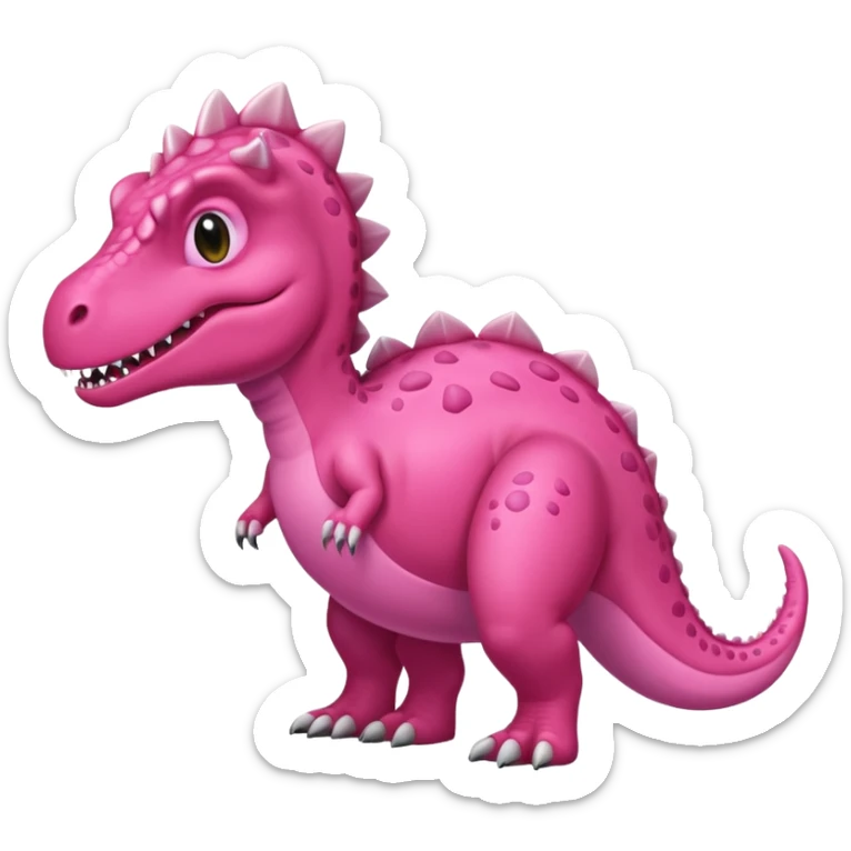 Crea un emoji de un dinosaurio de color rosa, que sea como este 🦖, que sea un tiranosuarus rex sticker