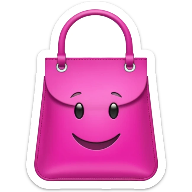 "Bolsa fucsia con asas, logo blanco de DRUNI PERFUMERÍAS, estilo emoji, fondo transparente" sticker