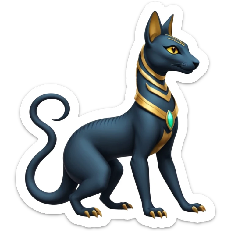 Futuristic Modern Furry Ethereal Beautiful Salandit-Bastet-Anubis-Fakémon-hybrid-creature (full body)  sticker