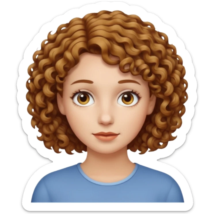White woman with short curly hair light brown  sticker