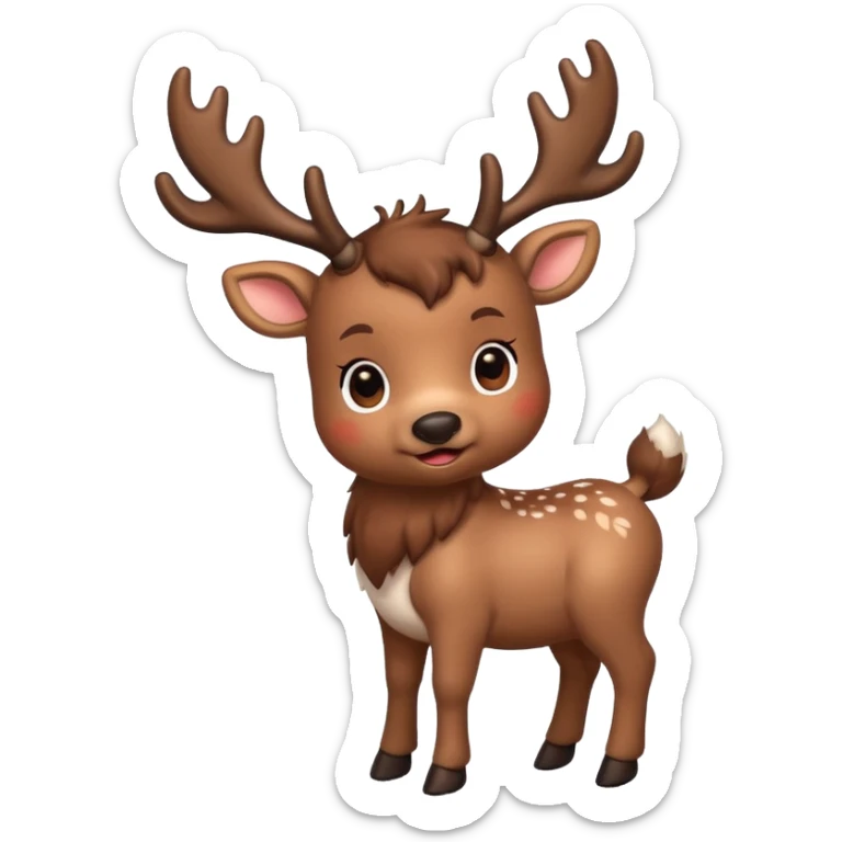 reindeer baby  cute, full body , gifts stuck in horns sticker