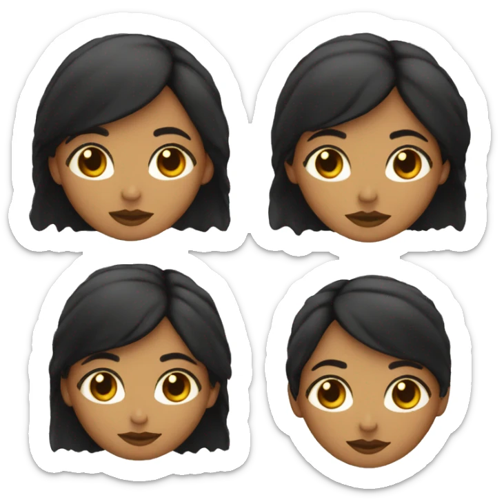 Mujer con pelo negro, media melena, ojos rasgados y piel morena sticker