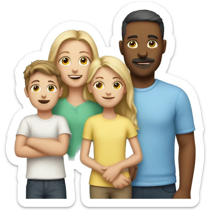 white Family with 3 kids : 1 girl and 2 boys sticker