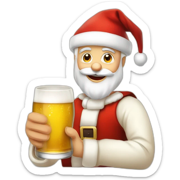 Père Noël qui offre un verre de bière à un enfant comme cadeau sticker
