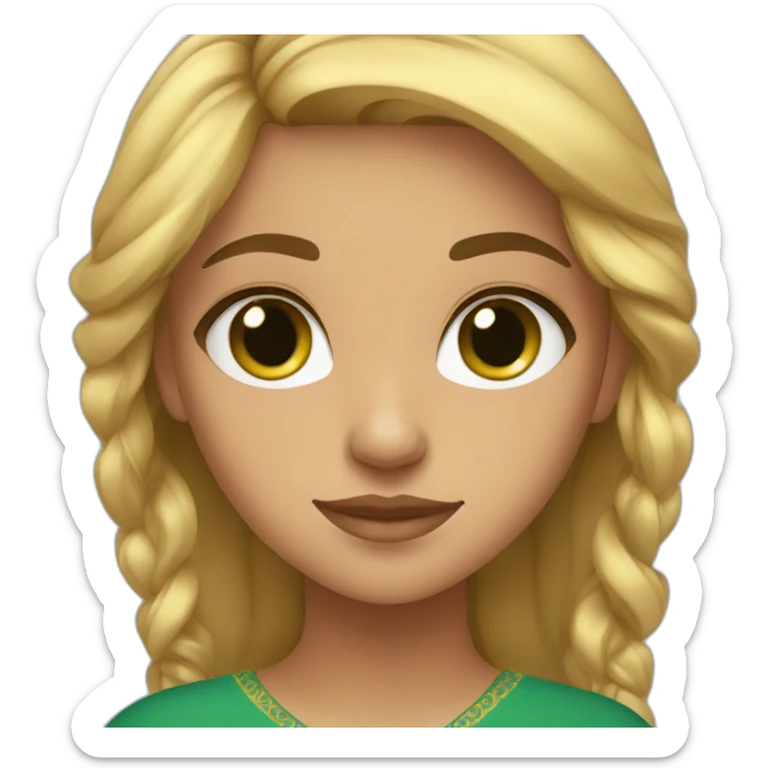 A Moroccan young girl with brown and blonde hair and green eyes sticker