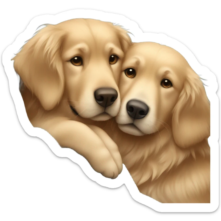Golden retriever and girl with brown hair and blue eyes in blanket together  sticker