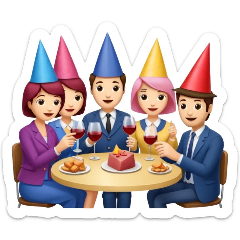 corporate executives enjoying wine Party at a french SPAM meat cafe LANDSCAPE  sticker