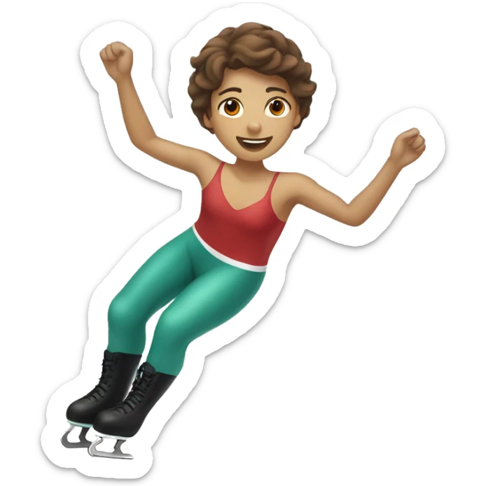 italian ice skater with brown hair and tan skin skating trough the ice sticker
