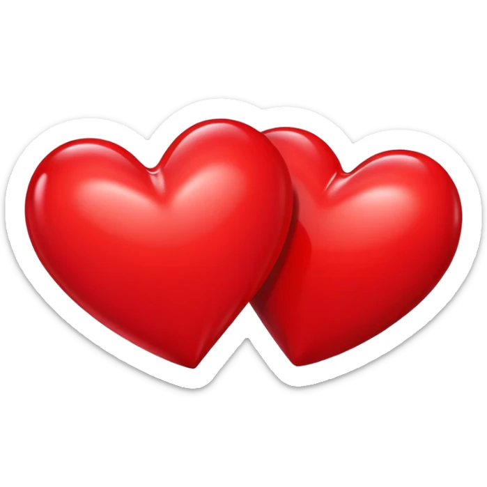 two red hearts but one is slightly in front of the other and little bigger sticker