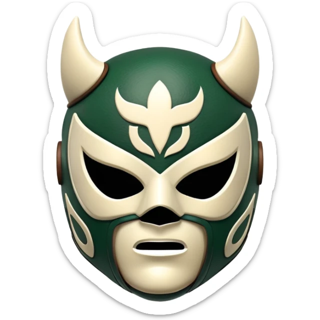 luchador mask in Milwaukee Bucks colors forest green and cream sticker