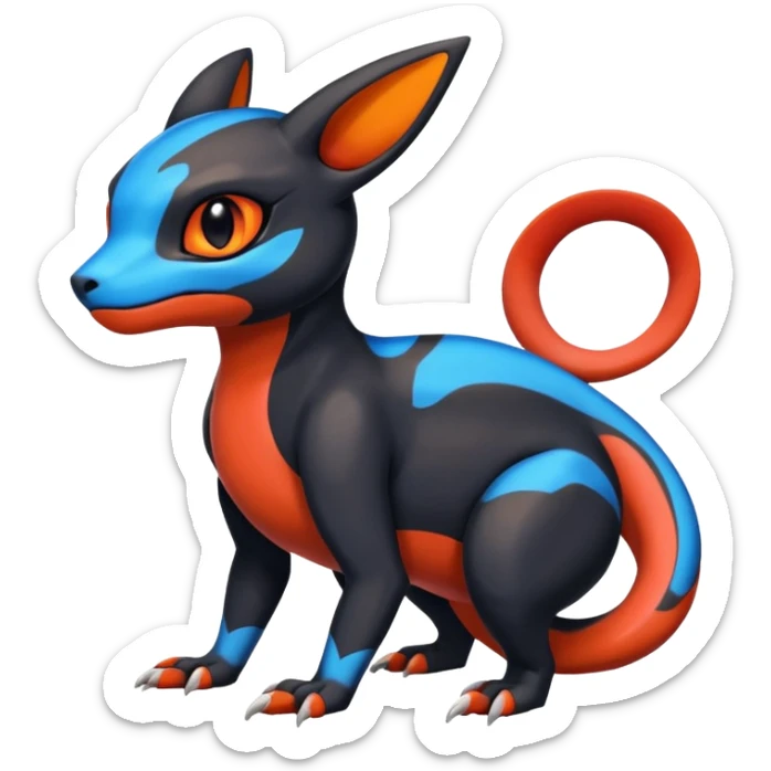 Cute Exotic Colorful Guilmon-Salandit-Umbreon-Fakémon-hybrid-creature (full body)  sticker