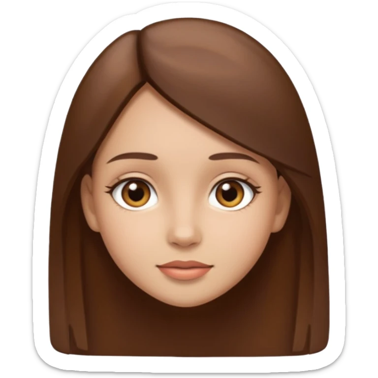 Girl with straight brown hair with brown eyes and light skin  sticker