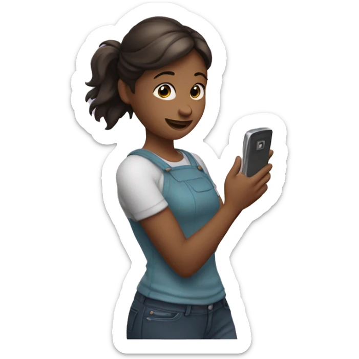girl with a phone in hewhite girl with a phone in her hands is chattingr hands sticker