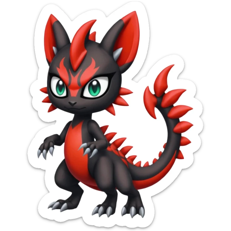 Colorful Cool Badass  Meloetta-Litten-Salandit-Guilmon-Darkrai-Pokémon-Fakémon-fusion-hybrid-creature sticker