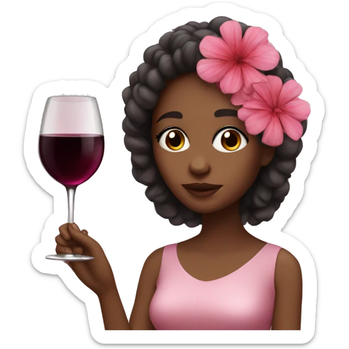 girl pink flowers and a little bit of red wine  sticker