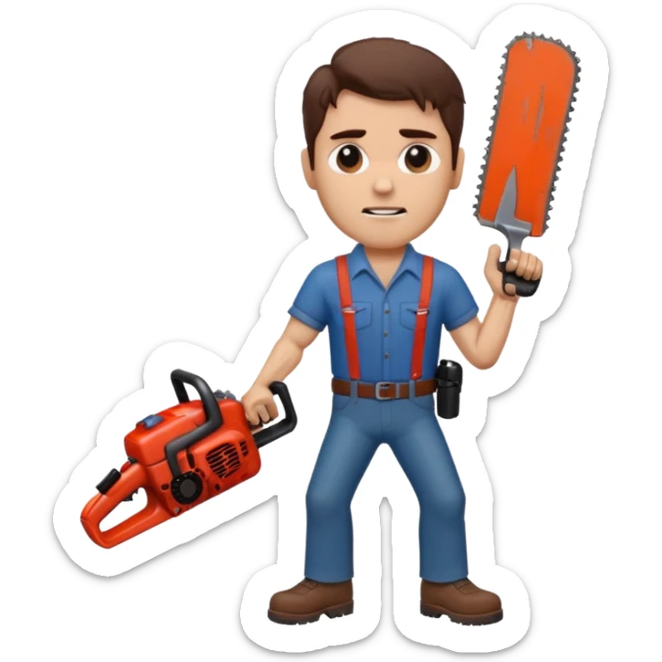  ash from the movie evil dead  movie Emoji with change all in the place of his right hand sticker