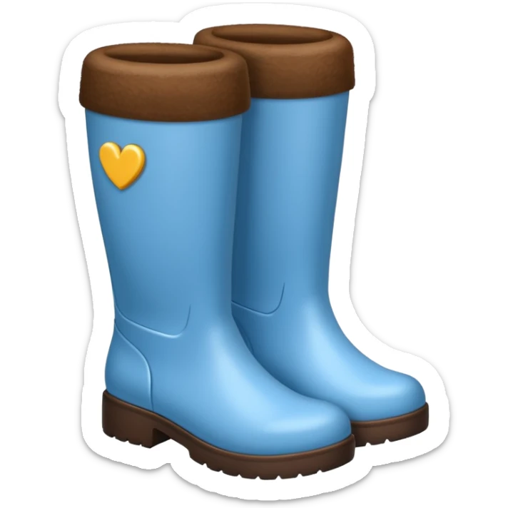 Unas botas peludas cafés y azul claro sticker