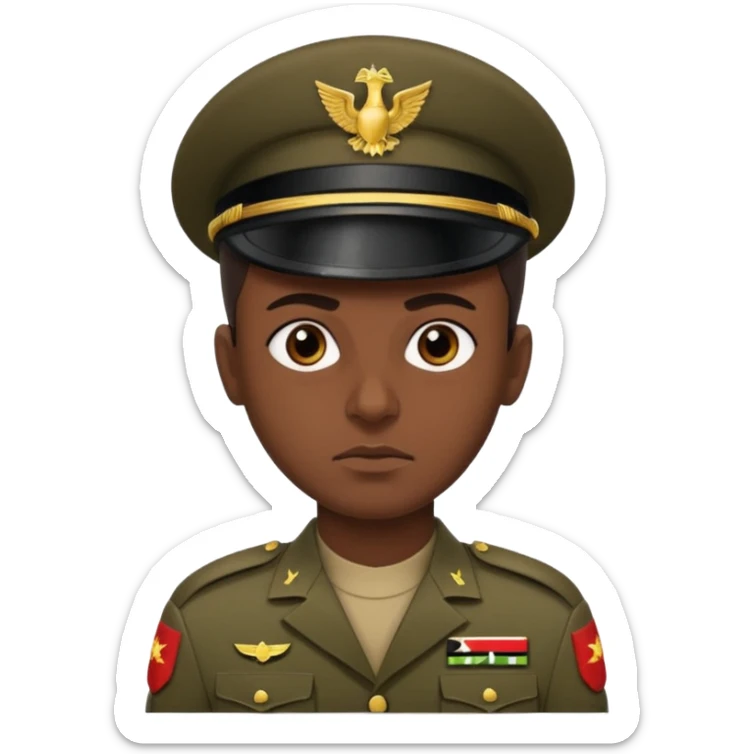 A portrait of an Iraqi soldier, shown from head to chest sticker