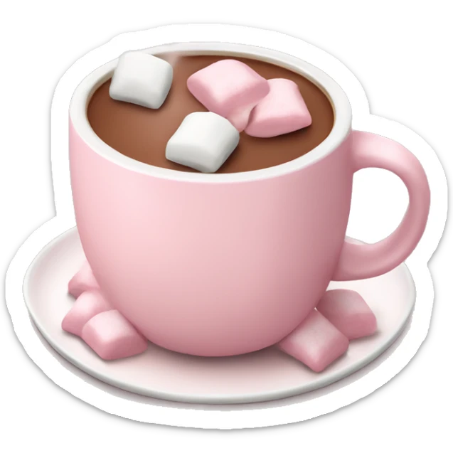 Light Pink mug of hot chocolate with marshmallows  sticker