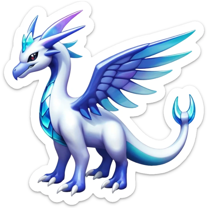 Shiny lugia-dialga-suicune-hybrid, marbled glass markings, full body sticker