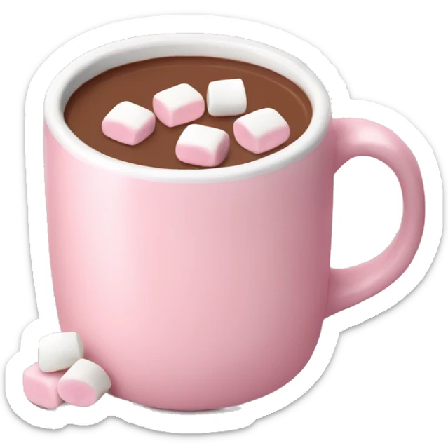 Light Pink mug of hot chocolate with marshmallows  sticker