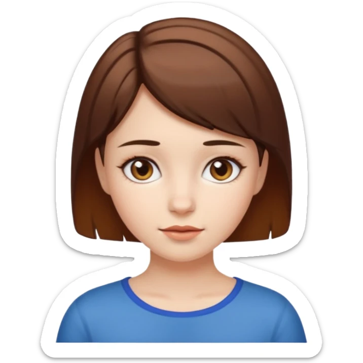 Let her be a girl with white skin and short brown hair with tips up that can be seen  sticker