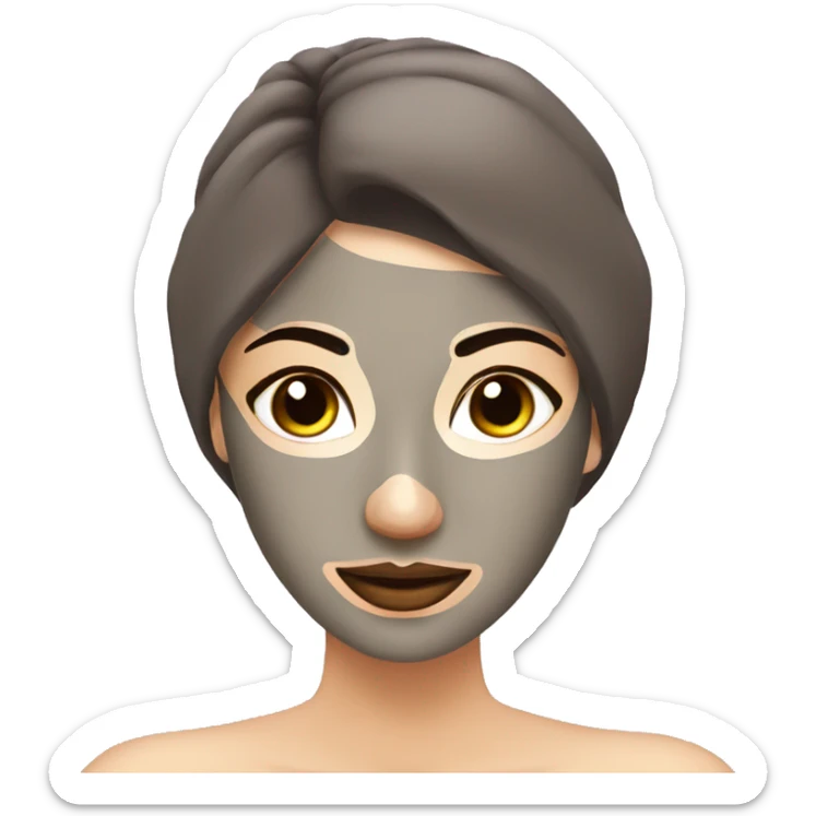 Lady with face mask spa beauty full face relaxing sticker