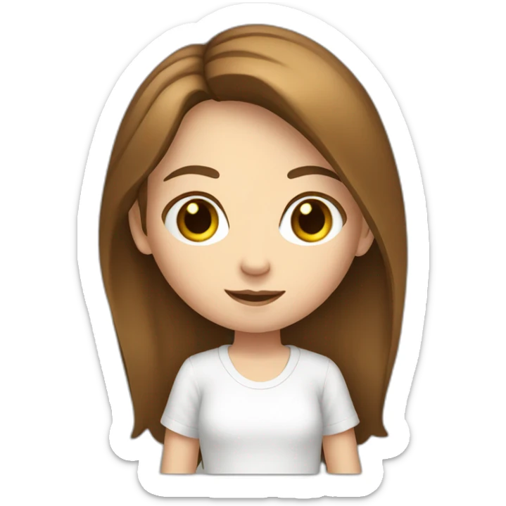 young fair brown hair girl with camera and white T-shirt sticker