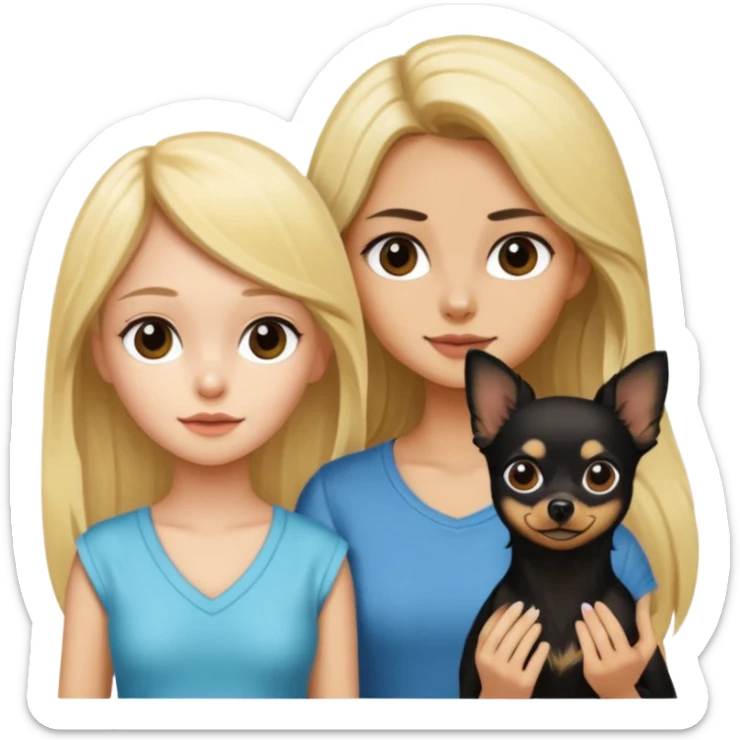 Chico pelo largo rubio.chica pelo largo negro y chihuahua negro  sticker