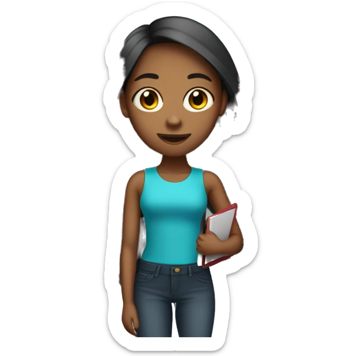 black teenage female with straight hair with a clipboard sticker
