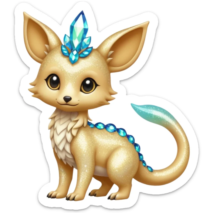 Cool cute Kawaii fantasy animal sparkle Fionbri-Vernid-creature by griffsnuff & LiLaiRa & Falvie full body sticker