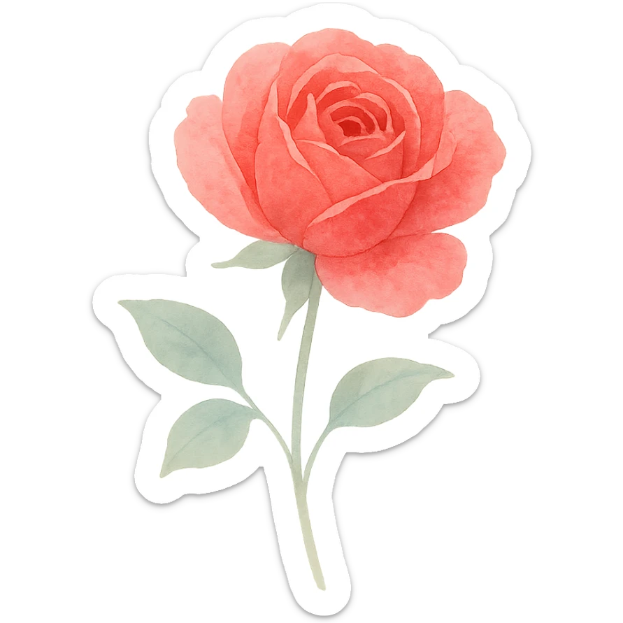 very detailed rose, delicate petals, vibrant red and pink hues, soft gradients, realistic botanical details sticker