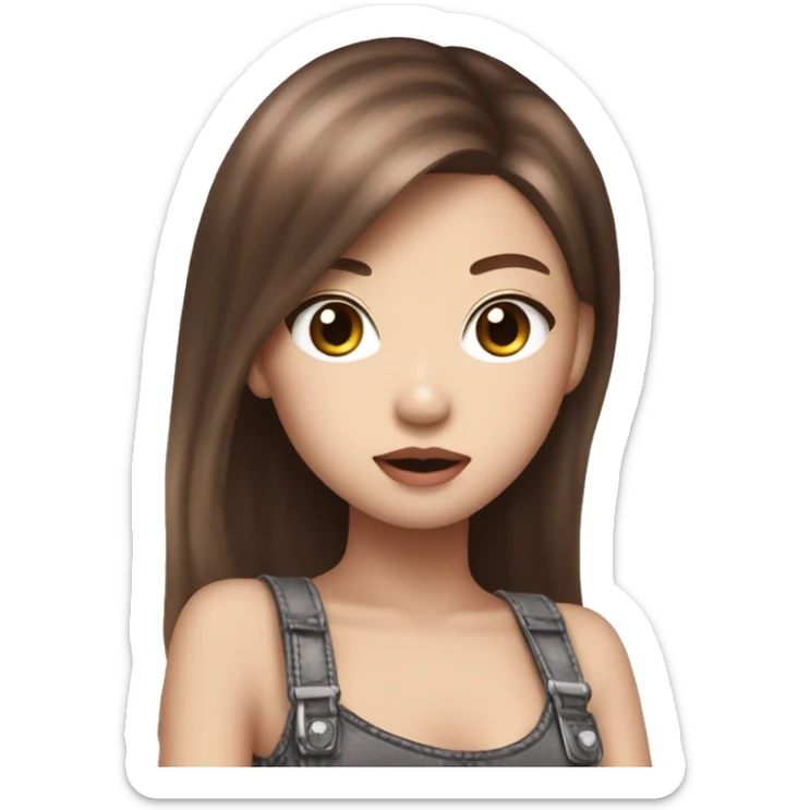 The girl who looks like BlackPink Jennie K pop star with brown hair sticker