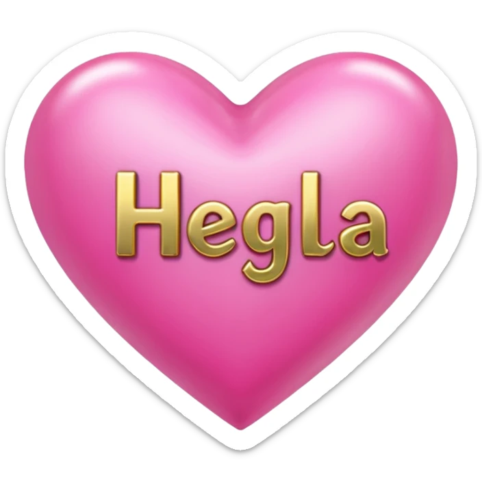 In pink heart,the gold inscription "Helga" in large letters sticker