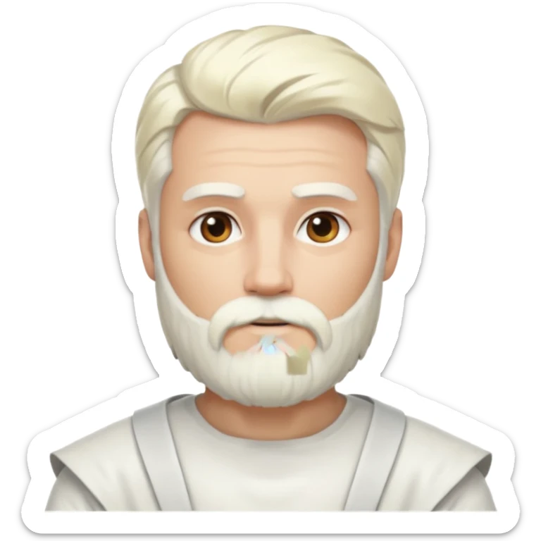 Baldr, God of Light from Gods and Goddesses with long platinum blonde hair and beard, white outfit sticker