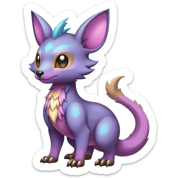 cool colorful dark pastel fantasy animal hybrid Fakemon full body sticker
