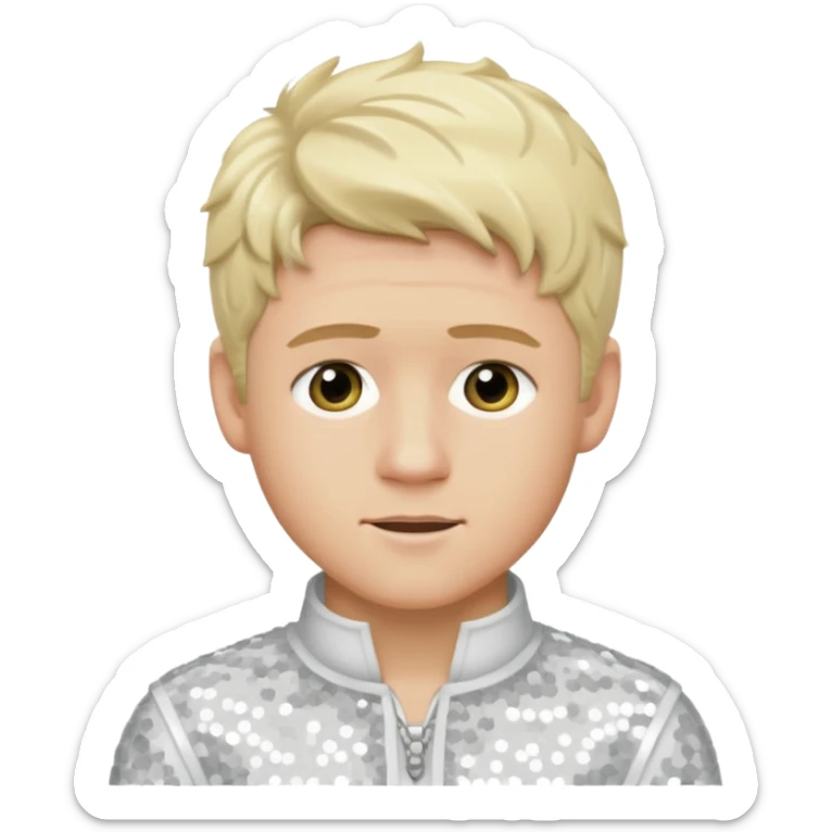Niall Horan from One Direction with light skin, blonde hair, white sequin outfit sticker