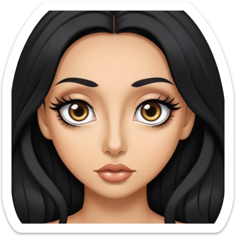 Mujer trigueña con pelo negro largo, ojos grandes, pestañas voluminosas, maquillada, estudiante de medicina sticker