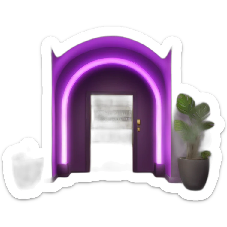 Bar entrance with 3 purple LED arch lights from larger to smaller leading down the hall inside  sticker